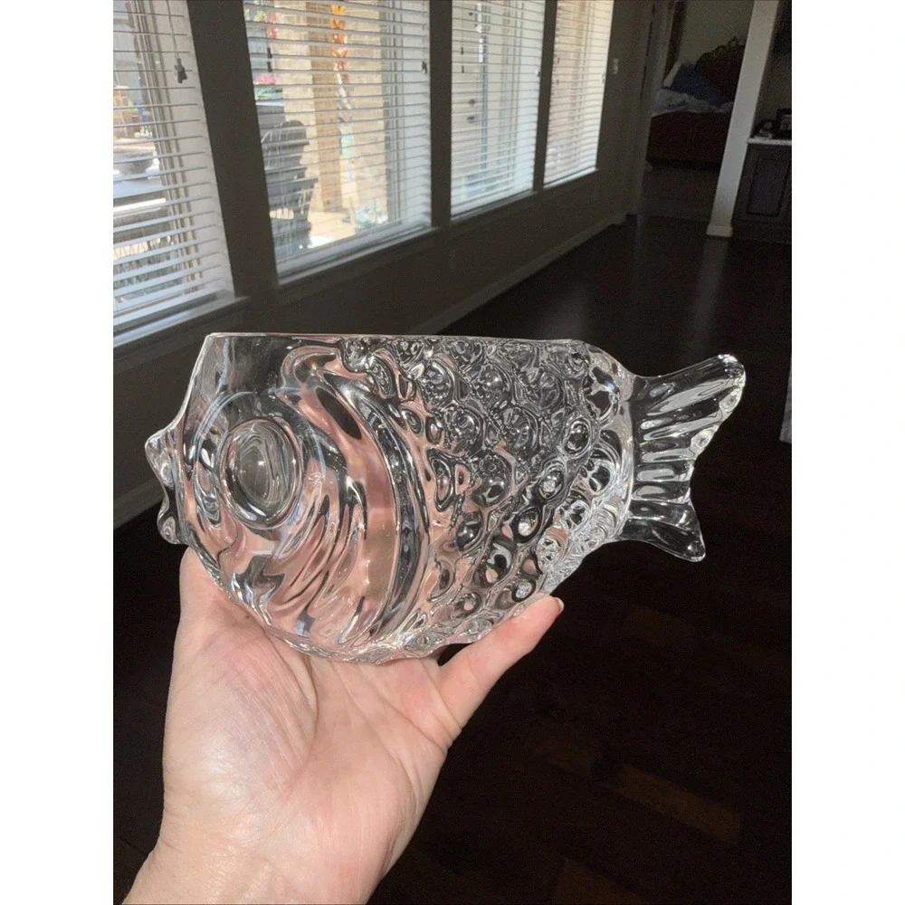Heavy Lead Crystal Fish-Shaped Bowl 2 Lb 8 oz Vintage Decorative